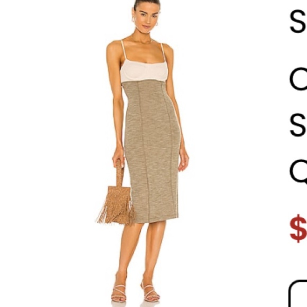 Song of Style Midi Dress in Cream and Green